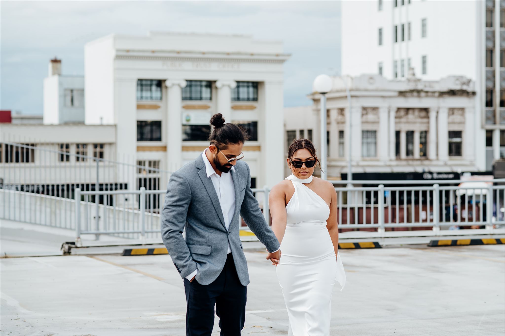 A photograph of a couple during a wedding photoshoot in Hamilton Central, Waikato, taken by Waikato and Bay of Plenty Photographer Haley Adele Photography